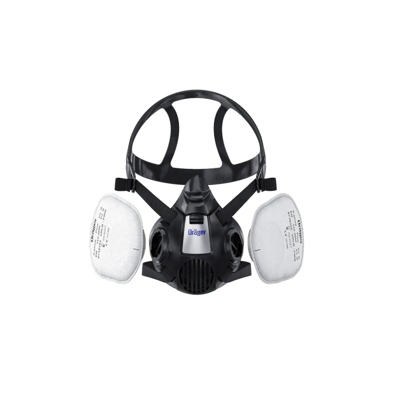 Dräger X-plore 3300 masque de protection avec lunettes de protection X-pect  4400 et filtres ABEK1 Hg P3 | Demi-masque chimique contre les vapeurs, les